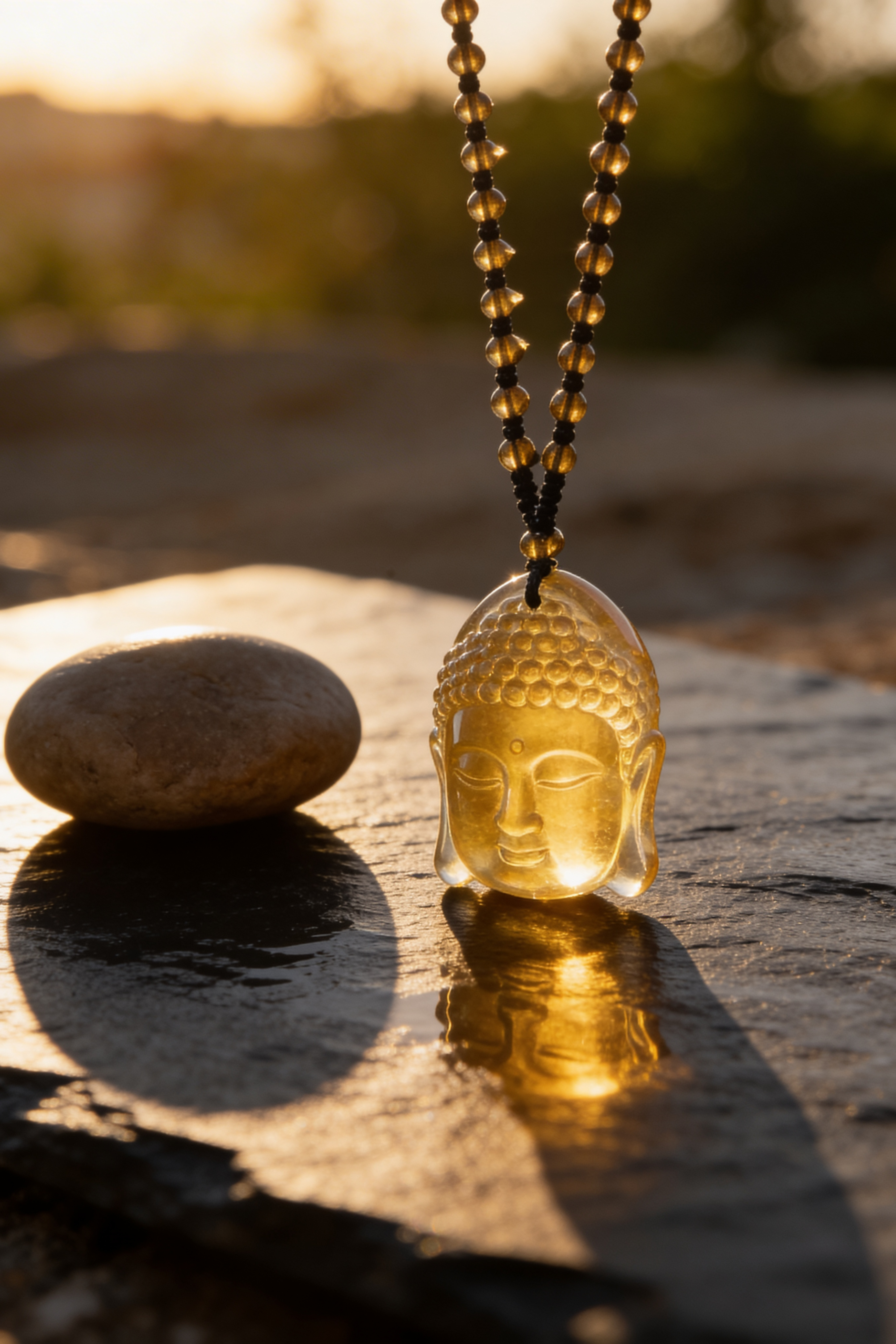 Collana con Ciondolo Testa del Buddha - Dorata