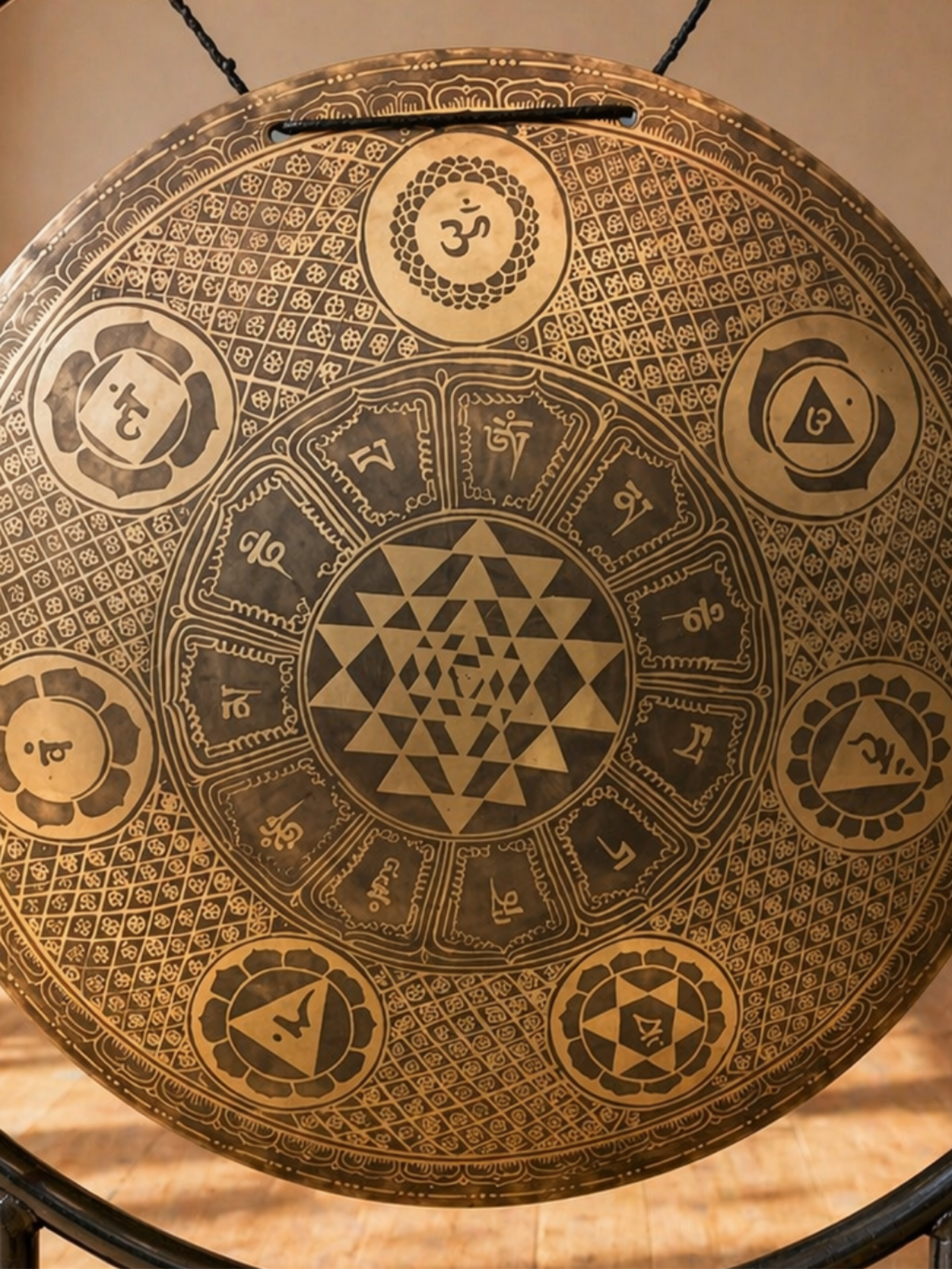 Gong con Mandala Sri Yantra – 60 cm | Nota Si (127 Hz)