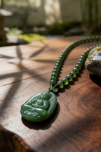 Collana con Ciondolo Testa del Buddha - Smeraldo
