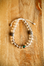 Bracciale in Cristallo 8 mm con 20 Grani, 2 Buddha e Perla Segnaposto