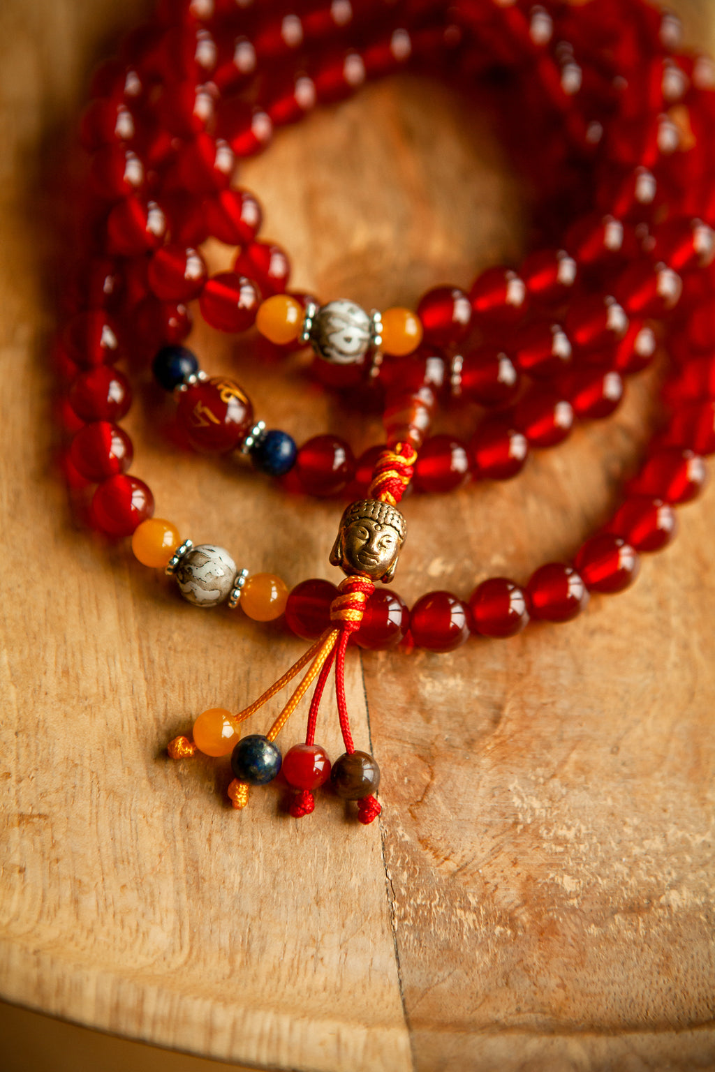 Mala in Corniola con Testa di Buddha – Lunghezza 47 cm