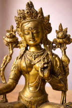 Statua Antica di Tara in Ottone – 30 cm – Eleganza e Protezione