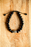 Bracciale in Onice Nero 8 mm con Testa di Buddha – 20 Grani