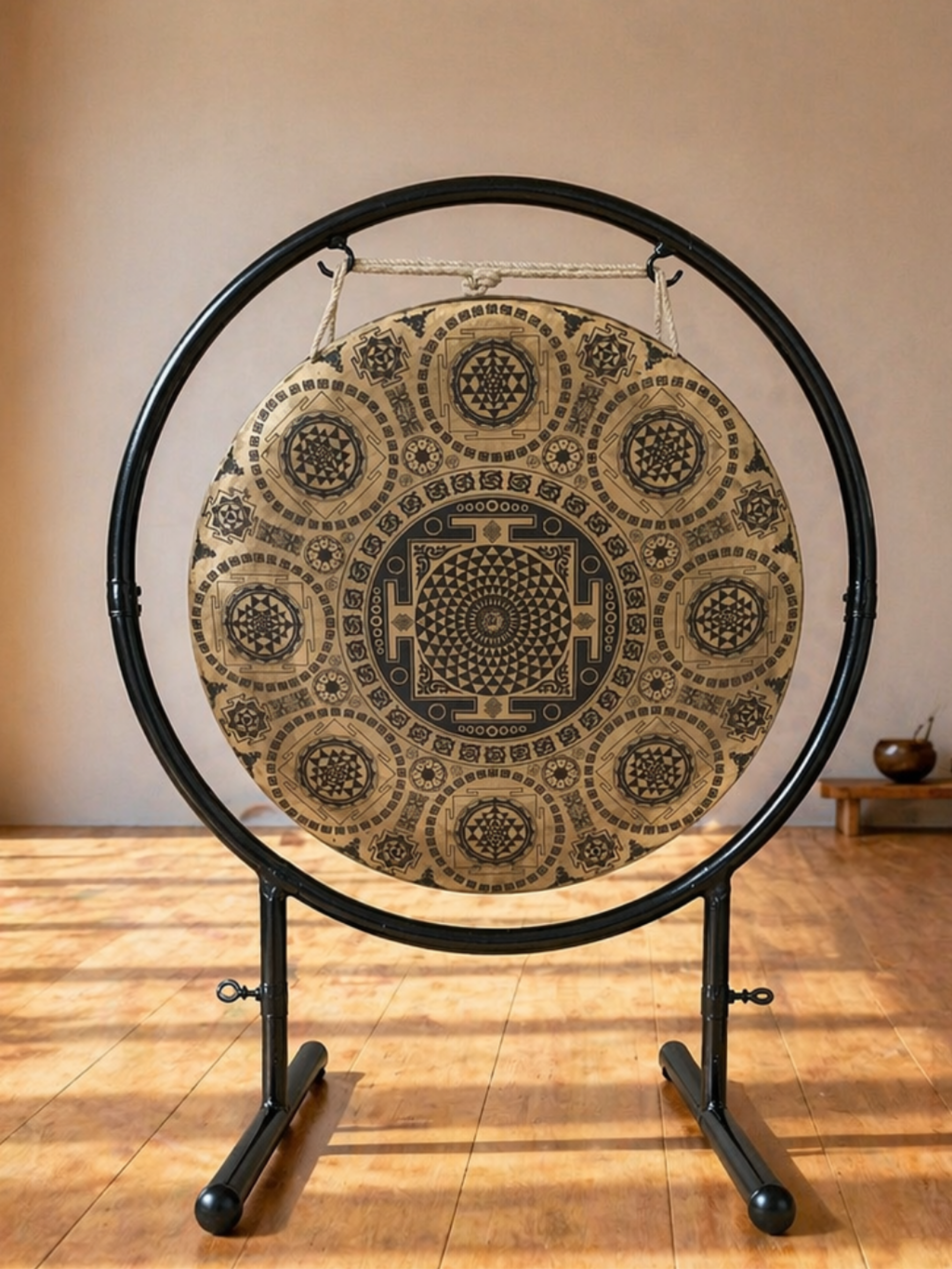 Gong Decorativo con Mandala Geometrico – 60 cm | Nota La#2 (112 Hz)