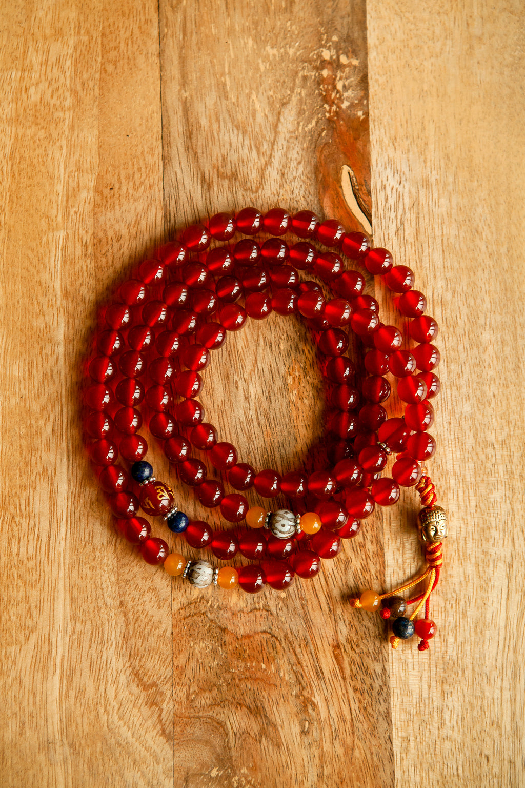 Mala in Corniola con Testa di Buddha – Lunghezza 47 cm