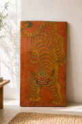 Pannello in legno dipinto a mano – Tigre Arancio